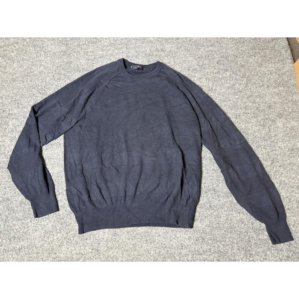 Brooks Brothers Sweater Mens M Blue Cotton Cashmere Crew Neck Knit Pullover